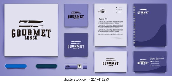 gourmet, kitchen, knife, bbq logo and business branding template Designs Inspiration Isolated on White Background