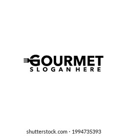 gourmet with letter g fork logo design