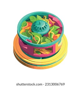 Gourmet meal in a bowl with vegetables icon isolated
