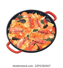 Gourmet meal with shrimps and vegetables icon isolated