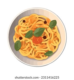 Gourmet pasta meal with fresh tomato sauce icon isolated