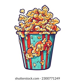 Gourmet popcorn spilled from container icon isolated