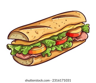 Gourmet sandwich, perfect picnic meal icon isolated