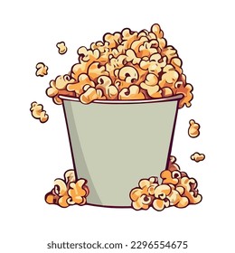 Gourmet snack bucket spilling popcorn icon isolated