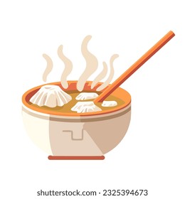 Gourmet soup in a vegetable filled bowl icon isolated