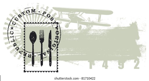 gourmet stamp with grunge background