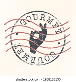 Gourmet Stamp Postal. Silhouette Seal. Quality Round Design. Vector Icon. Design Retro Vintage Symbol.