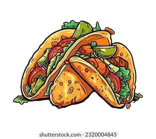 Gourmet taco meal with beef and spice icon isolated