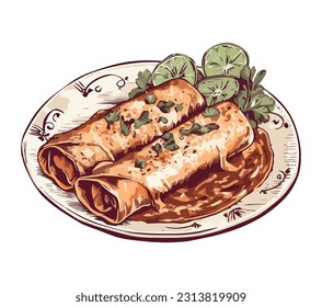 Gourmet taco plate with fresh meat and vegetables icon isolated