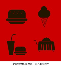 gourmet vector icons set. with burger, room service, ice cream and fast food in set
