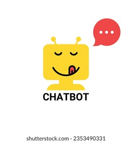 gourmet yellow chatbot icon. concept of internet ai, text chat bubble conversation, tasty, spam, joy pleasure, foodie, sending. flat style trend modern logotype graphic art design on white background