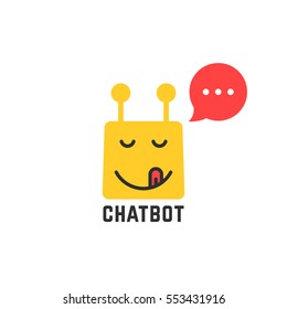 Gourmet Yellow Chatbot Icon. Concept Of Internet Ai, Text Chat Bubble Conversation, Tasty, Spam, Joy Pleasure, Foodie, Sending. Flat Style Trend Modern Logotype Graphic Art Design On White Background