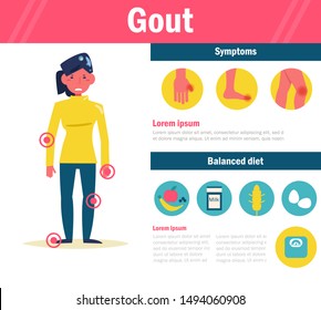 Gout Vector. Cartoon. Isolated art on white background. Flat