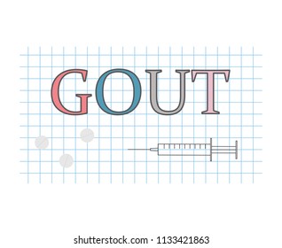 gout word on checkered paper sheet- vector illustration