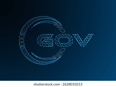 GOV baixo poli letra logotipo vetor design. Projeto do logotipo inferior poli GOV. Logotipo poli baixo.