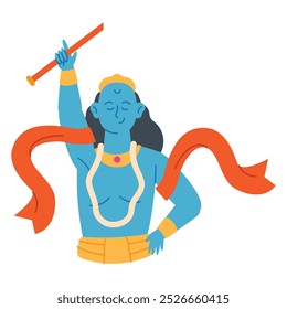 govardhan puja and flute isolated