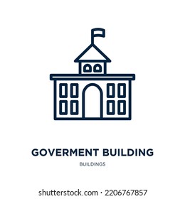 goverment building icon from buildings collection. Thin linear goverment building, office, building outline icon isolated on white background. Line vector goverment building sign, symbol for web and 