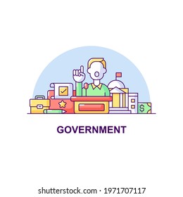 Goverment creative UI concept icon. Public administration authorities abstract illustration. Politician speech concept. Isolated vector art for UX. Color graphic design element