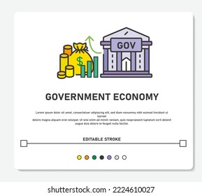 Goverment Economy With Money and Building Logo Simple Vector Editable Stroke