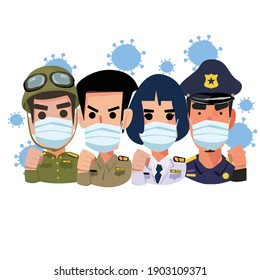 goverment officer with mask. fighting to virus concept - vector illustration