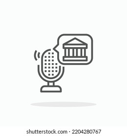 Goverment Political Podcast line icon. Editable stroke and pixel perfect. Can be used for digital product, presentation, print design and more.