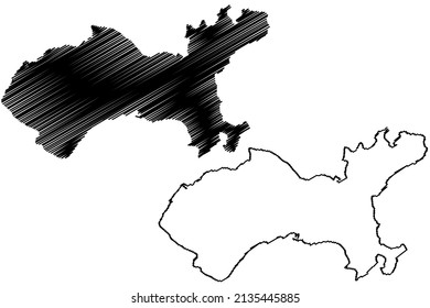 Governador island (Federative Republic of Brazil, Rio de Janeiro, South and Latin America, Guanabara Bay) map vector illustration, scribble sketch Ilha do Governador or Governor's map