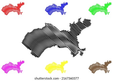 Governador island (Federative Republic of Brazil, Rio de Janeiro, South and Latin America, Guanabara Bay) map vector illustration, scribble sketch Ilha do Governador or Governor's map