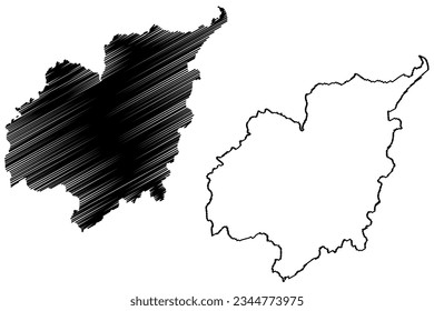 Mapa de ilustración vectorial del mapa del municipio de Governador Lindenberg (estado de Espírito Santo, municipios del Brasil, República Federativa del Brasil), mapa de esbozos