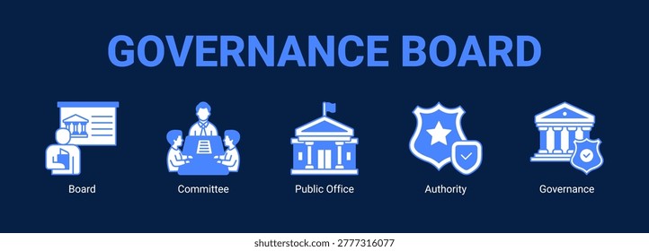 Governance Board web banner icon concept, with Board, Committee, Public Office.