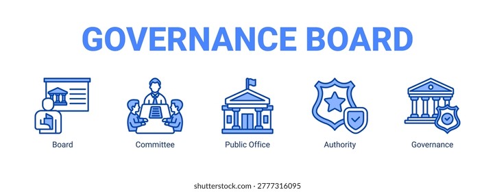 Governance Board web banner icon concept, with Board, Committee, Public Office.