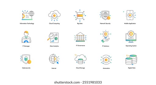 IT Governance and Compliance. IT Governance Icons: Ensuring Effective IT Management.