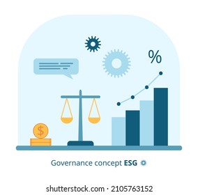 Governance Konzept ESG. Vektorgrafik auf weißem Hintergrund im flachen Stil.