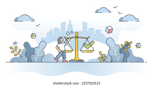 Governance concept, outline vector illustration. Process of making and enforcing decisions within an organization or society. Development of policies, procedures, and regulations to guide the actions.