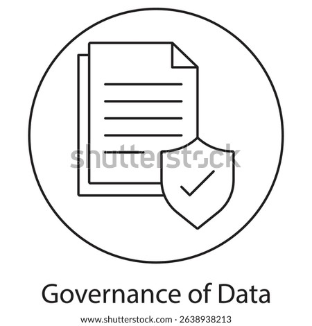 Governance of Data icon, Mastering Data Governance Building Trust Through Control and Compliance, Data Governance Framework Securing Integrity, Privacy, and Access, vector