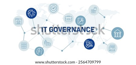 IT Governance illustration icon set information technology management accountability policy  digital administration by company