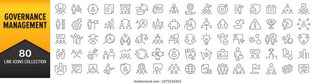 Governance and management line icons collection. Big UI icon set in a flat design. Thin outline icons pack. Vector illustration EPS10