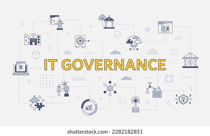 it governance technology concept with icon set with big word or text on center