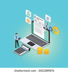 Government Bond 3d isometric vector illustration concept for banner, website, landing page, ads, flyer