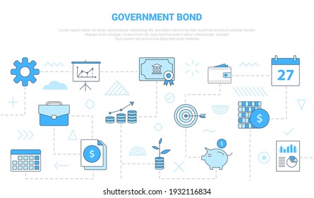 government bond concept with icon set template banner with modern blue color style