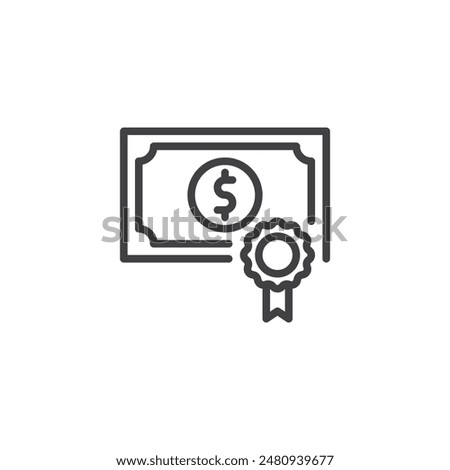 Government Bond line icon. linear style sign for mobile concept and web design. Bonds outline vector icon. Symbol, logo illustration. Vector graphics