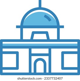 Icono azul de la construcción del gobierno - Icono único, vector