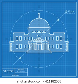 Government Building. Blueprint Style