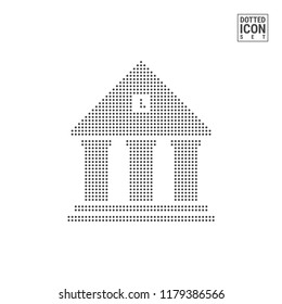 Government Building Dot Pattern Icon. Court, Bank Dotted Icon Isolated on White. Vector Background, Design Template. Can Be Used for Advertising, Web and Mobile UI.