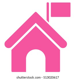 Government Building With Flag vector icon. Flat pink symbol. Pictogram is isolated on a white background. Designed for web and software interfaces.