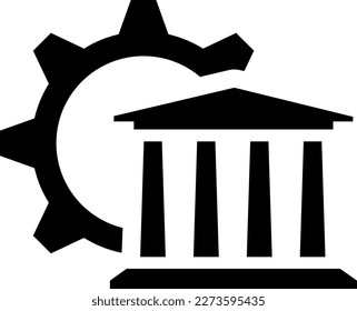 The government building and gear icon as a concept of management and regulation