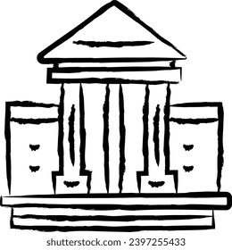 Government building hand drawn