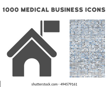 Government Building icon with 1000 medical commercial cobalt and gray vector pictographs. Collection style is flat bicolor symbols, white background.