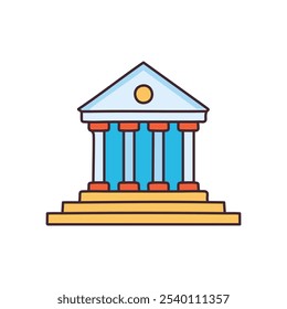 Government building icon. Classic government edifice; symbolizes authority, law, and public service.  Represents stability and justice.