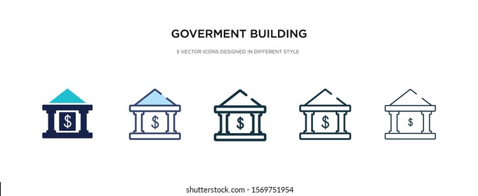 government building icon in different style vector illustration. two colored and black government building vector icons designed in filled, outline, line and stroke style can be used for web, mobile,
