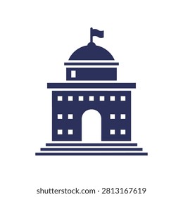 Government building icon with flag government building architecture administration structure political authority